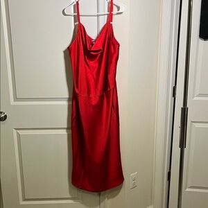 Ava & Viv - Elegant Red Satin Dress